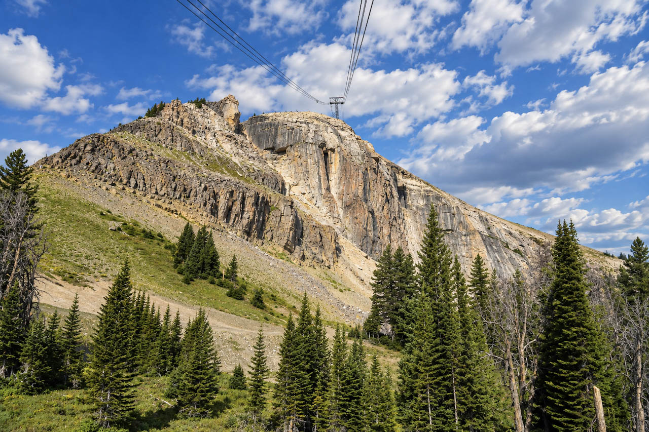 High mountain ridge beneath a summer sky